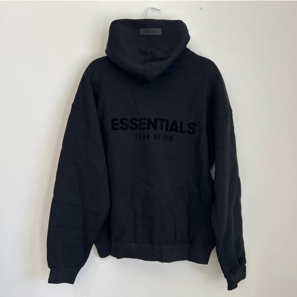 NWT Essentials Fear of God Hoodie Black on Black Logo Men’s Medium - Picture 5 of 9